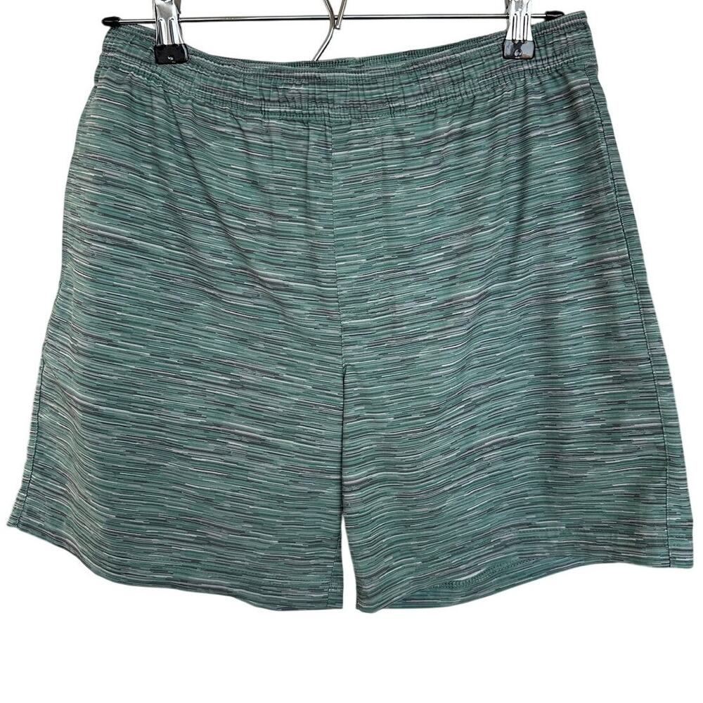 Chubbies 7” Ultimate Training Shorts Green Gray Stripe Lined Gym Men’s Medium